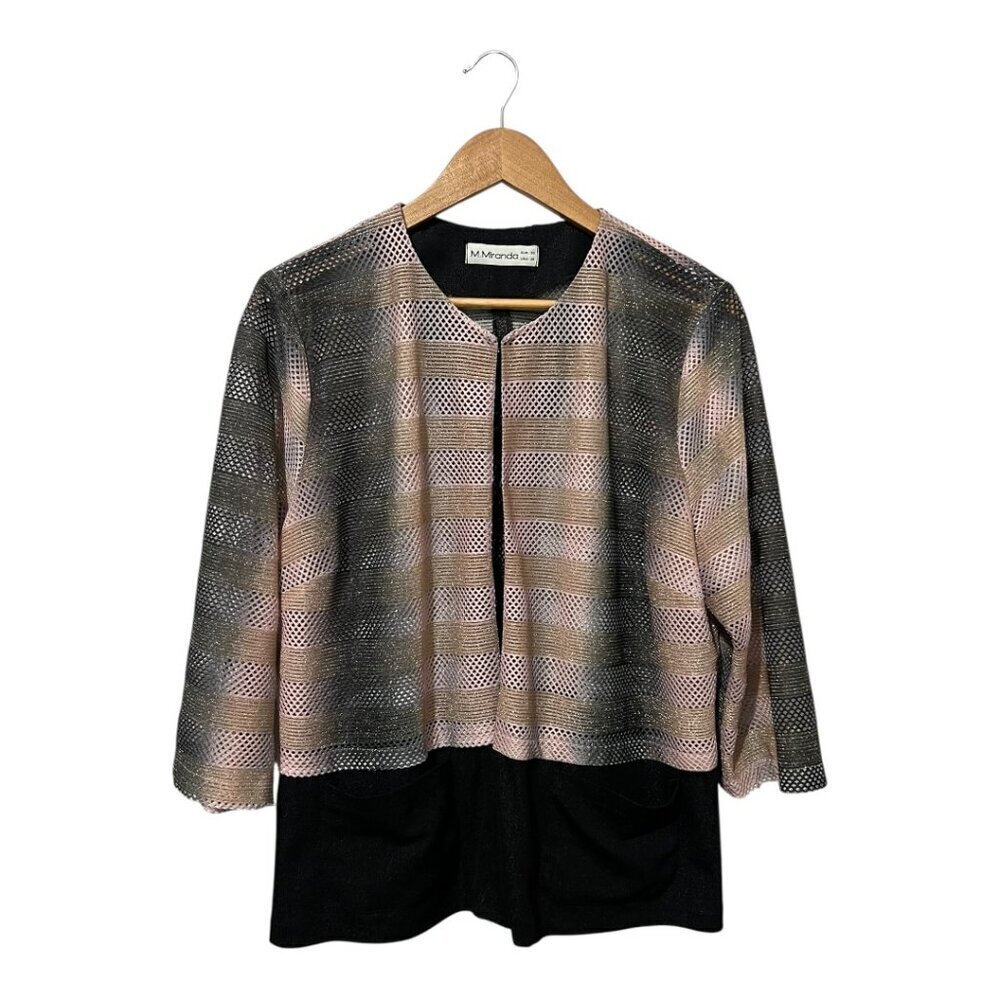 M. Miranda Women's Top Plus Size 20 Formal Mesh Metallic Overlay Special Occasio